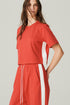BLUSA MALHA FAIXA VERMELHO/ OFF WHITE